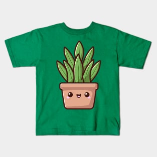 Cute Plant in Kawaii Style | Kawaii Illustration Design | Kawaii Cactus Houseplant Kids T-Shirt